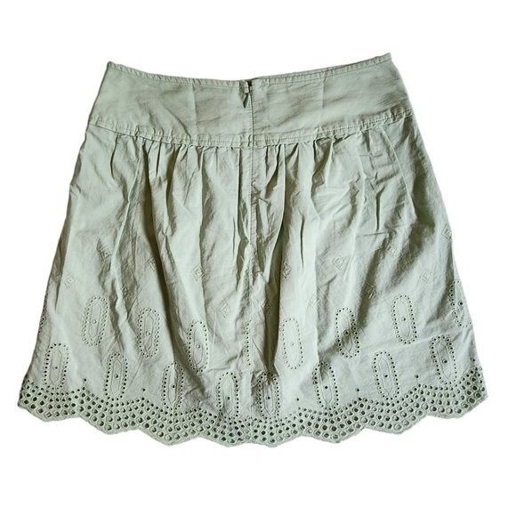 Ann Taylor LOFT green cottagecore prairie eyelet trim mini skirt sz 00 - Picture 2 of 11